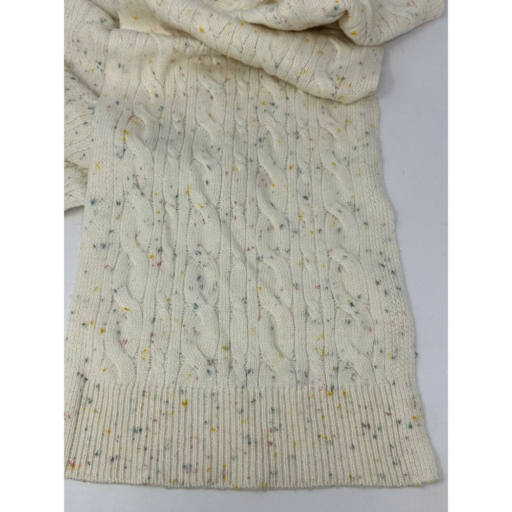 Talbots Beige Confetti Speckled Cable Knit Rectangle 74x10 Scarf S2